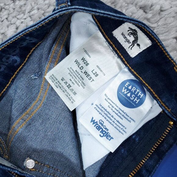 Wrangler Wild West 603 High Rise Straight Jeans Stretch Blue Size 26x28 Cropped - Picture 6 of 10